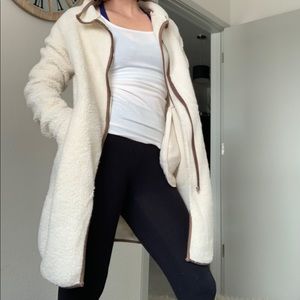 Faux Fleece Light Knee Length Jacket
